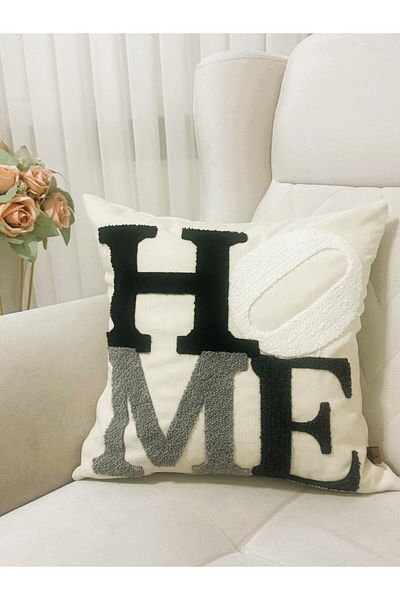 HD HOME COLLECTİON Κάλυμμα μαξιλαριού ριχτάρι από λινό ύφασμα με κέντημα για το σπίτι