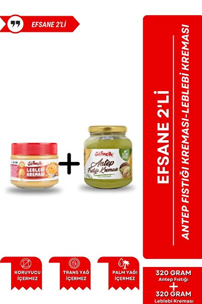 Gelincik 2'li Set 320G Leblebi Kreması ve 320G Kahvaltılık Sürülebilir Özel Üretim Antep Fıstığı Kreması