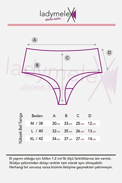 LadyMelex Kadın Tanga, Yüksek Bel Tanga, Pamuklu Tanga, (M-L-XL) 5 Adet, Beyaz Renk Tanga