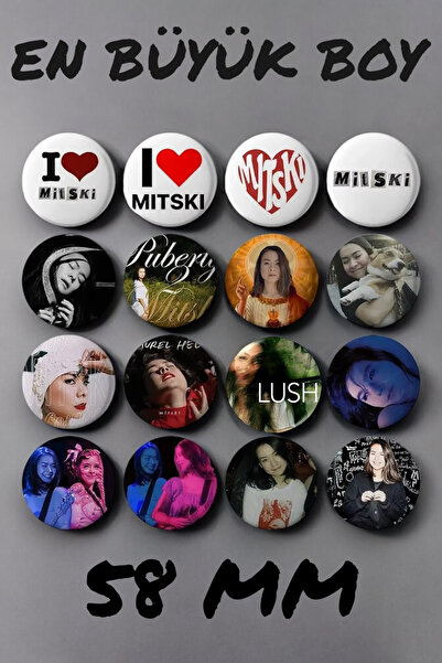 Major Selection 16 Adet Mitski Y2K Stil Logo Rozet  58 mm Büyük Boy