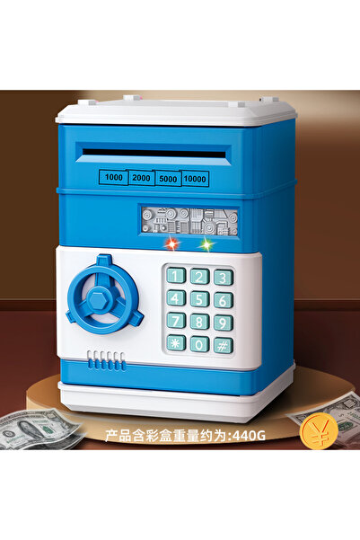 Livava Atm Şifreli Ve Kilitli Elektronik Kumbara, Mavi, 20x15