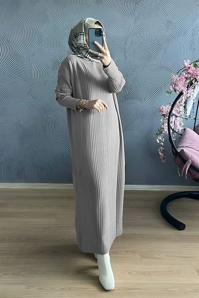 MAXXANA Oversize Loose Cut Half Turtleneck Ribbed Knitwear Hijab Dress Size 38-44