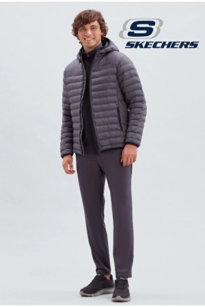 SKECHERS M Essential Hooded Jacket Coats S202063 Men's Casual Coats Gray