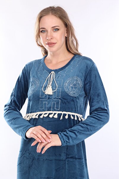 mervemoda ЖІНОЧА ОКСАМИТОВА СУКНЯ З ДОВГИМ РУКАВОМ