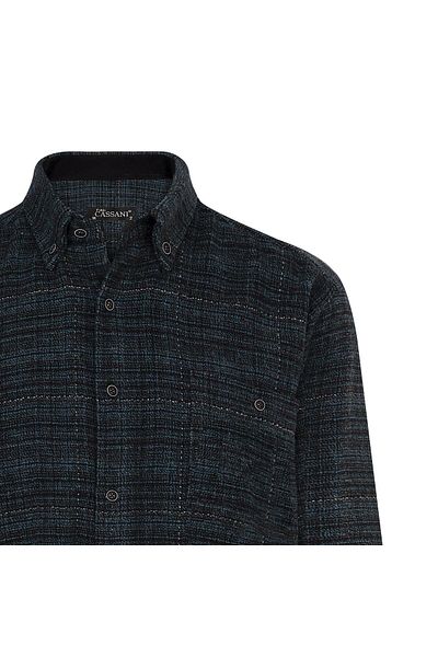 FABİO CASSANİ Cămașă de lumberjack pentru bărbați, albastră - Regular Fit Winter GENUINE - 6914