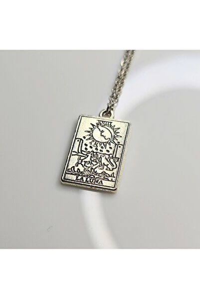 Atelier Nui Tarot Kartları La Luna Çelik Kolye / Tarot Kartları Ay Kartı Ay y...
