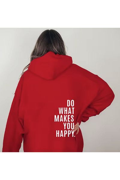 LA GULER Do What Makes Happy You - 3 Thread Cotton Oversize Hoodie Sweatshirt
