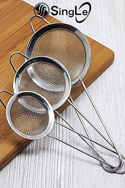 Single 3 Size Steel Tea Strainer - 3 Piece Strainer Set Fma123609
