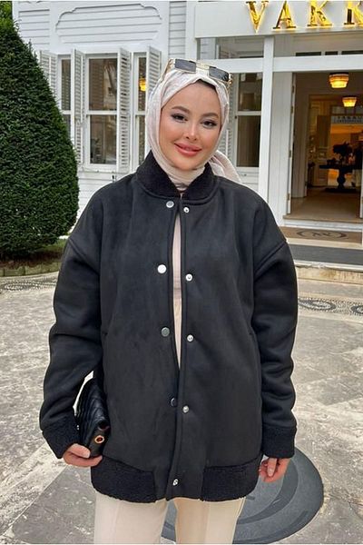 Moda Rosa 25K5217 - Black - Nubuck Bomber Coat