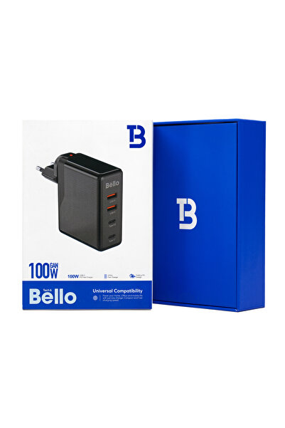 Tech&bello accessories 100w 3 Port Usb Type-c Adaptör Ve Hızlı Şarj Data Kablosu 100W 1.2m BA-03 100w