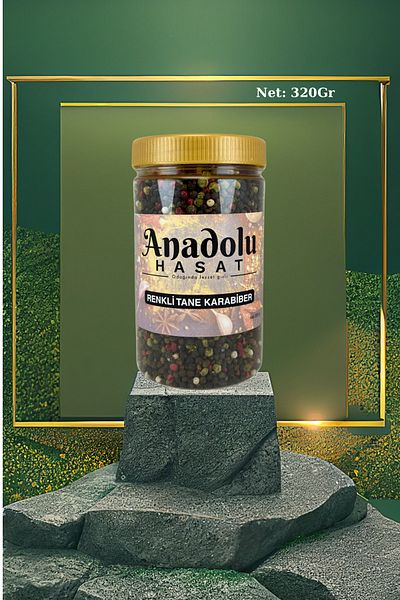 ANADOLU HASAT Colorful Grain Black Pepper Net:320Gr- Jar