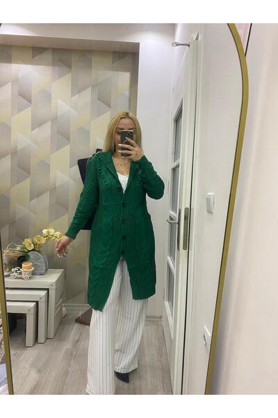 SUSEEMODA Kapüşonlu Hırka Yeşil