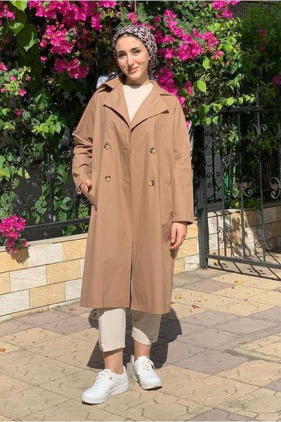 Moda Rosa 25K5011 - Brown - Birded Long Trench Coat