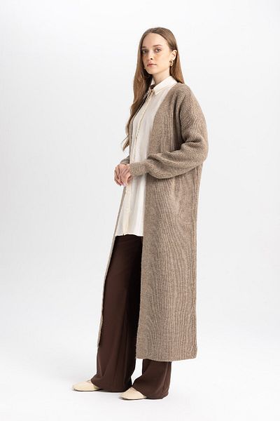 DeFacto Regular Fit Basic Plain Long Knitwear Cardigan D4367Ax24Wn