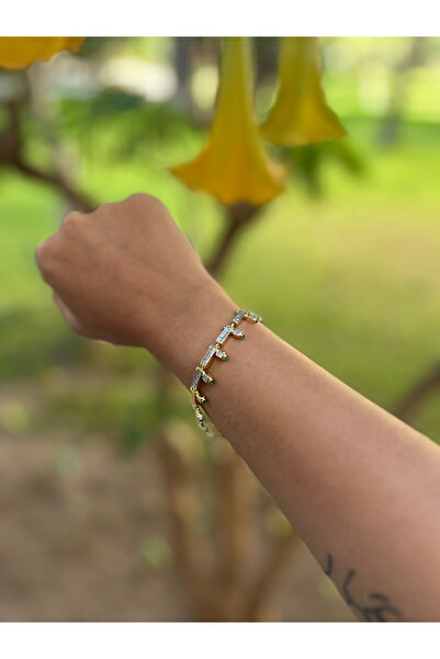 Moonjy سوار VIP من الفولاذ الذهبي باوجيت باللون الأخضر