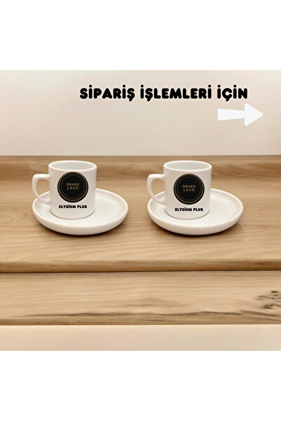 D&Y GAUDERY Firmaya  özel logolu Kahve Fincanı İsimli -a Kalite 2'li 4 parça Türk Kahvesi Fincan Seti 4 parça