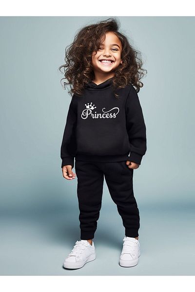 Let's Wear Комплект от суитшърт и анцуг Princess Premium Compact за момичета - 2 части спортен костюм