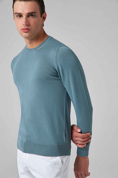 D'S Damat Pulover Slim Fit Petrol 100% bumbac