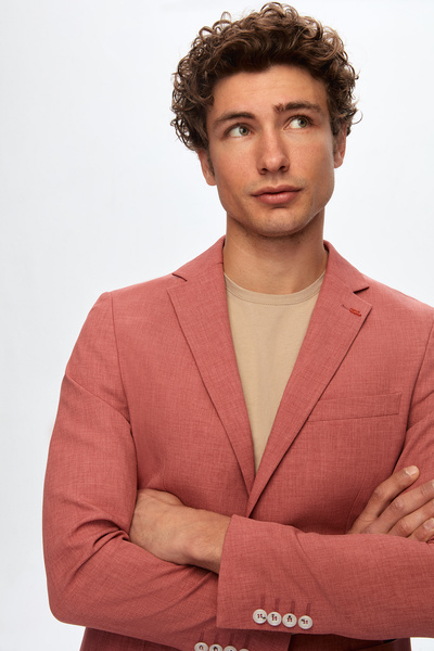 Twn Slim Fit Dried Rose Dobby Blazer Fabric Jacket
