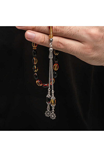 Gumush Silver Tassel Clamping Amber Prayer Beads