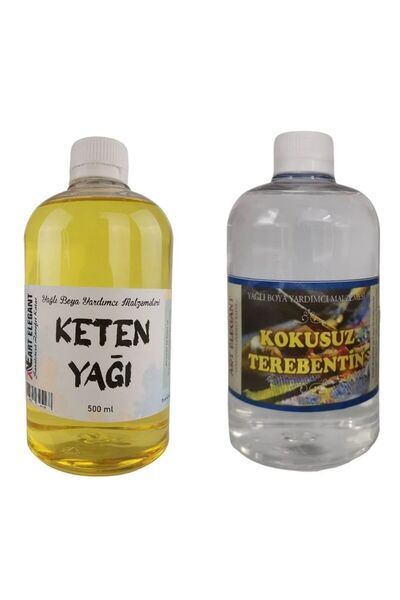 Art Tone Kokusuz Terebentin 500ml ve Art Tone Keten Yağı 500 ml