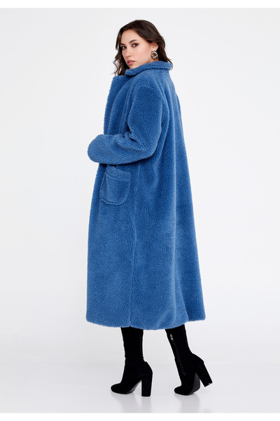 istanmall Palton de culoare uni Palton de lână - CAV88209_BLU