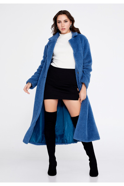 istanmall Palton de culoare uni Palton de lână - CAV88209_BLU