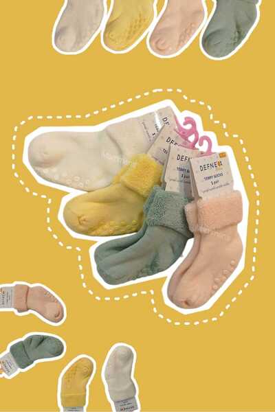 Defne Kaydırmaz Taban, Abs'li Havlu Çorap, Kışlık, Kalın Bebek Çocuk Çorabı