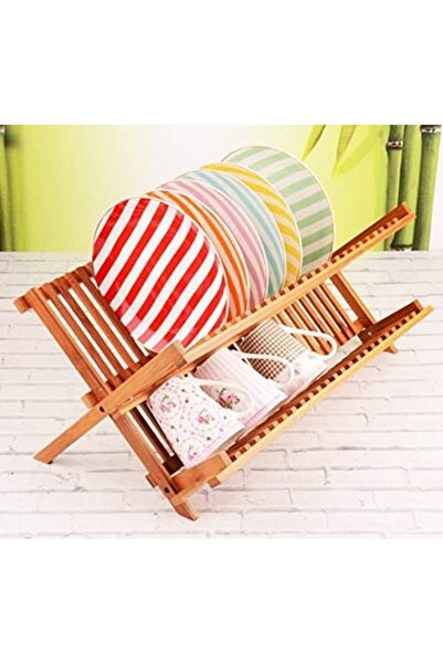 Evonox 2 Katlı Bambu Katlanır Bulaşıklık Ve Tabaklık, Bambu Bulaşıklık, Bambu Tabaklık - Pratik