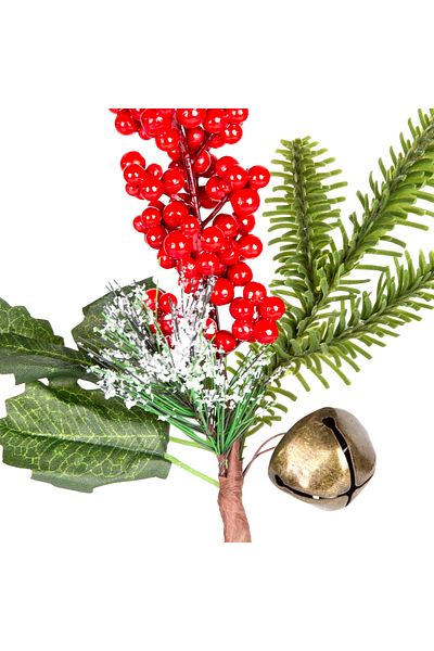 Herdekora Christmas Flower - Snowy Pique Berry, Red-Green with Bells, 30 cm