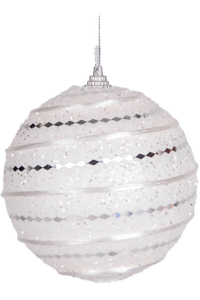 Herdekora Новорічна куля зі срібним візерунком, 2 шт. в упаковці, біла, 9 см.