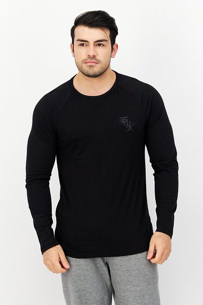 French Connection Men 2 Pieces Round Neck Long Sleeve Brand Logo T-shirt, Charcoal