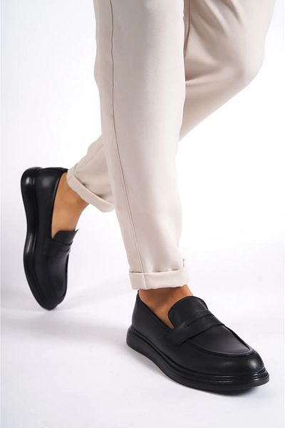RASGO Men's Loafer - Black Leather, Looking, Stylish and Simple Design, Comfortable Sole