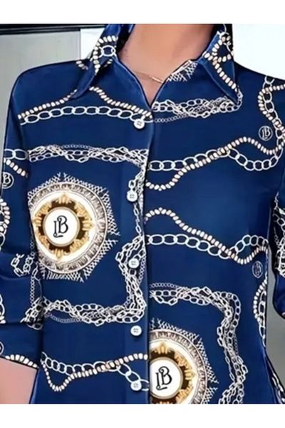 leyla sanat sanata yeni bir bakış açısı Leyla Sanat a New Perspective on Art Women's Long Sleeve Side Slit Detail Print Shirt