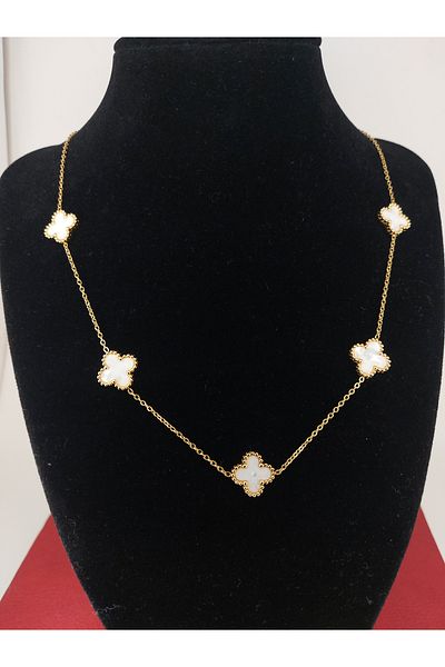 GUNESTAKI Double Sided Gold Color Van Cleef Clover Necklace