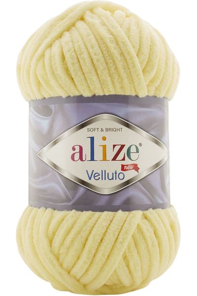 Alize Velluto Velvet Χειροποίητο νήμα πλεξίματος Κωδικός χρώματος: 13-ανοιχτό κίτρινο
