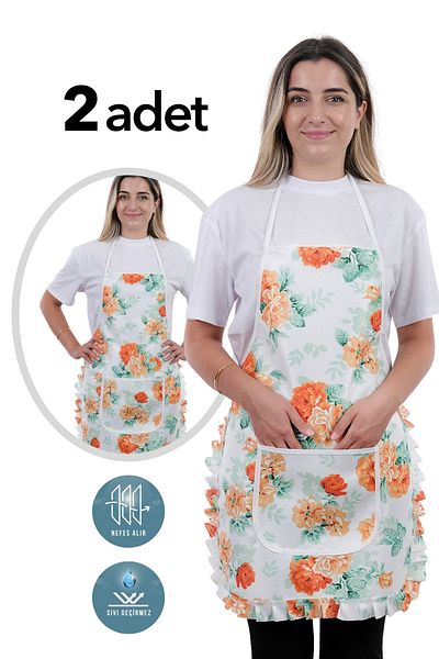 sevilya Jarse Frilly Double Pack Liquid Proof Waterproof Kitchen Apron