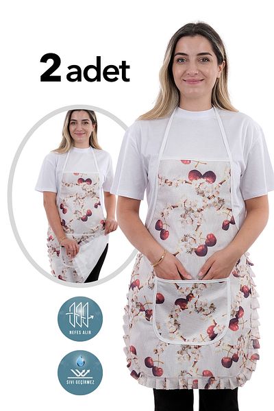 sevilya Jarse Frilly Double Pack Liquid Proof Waterproof Kitchen Apron