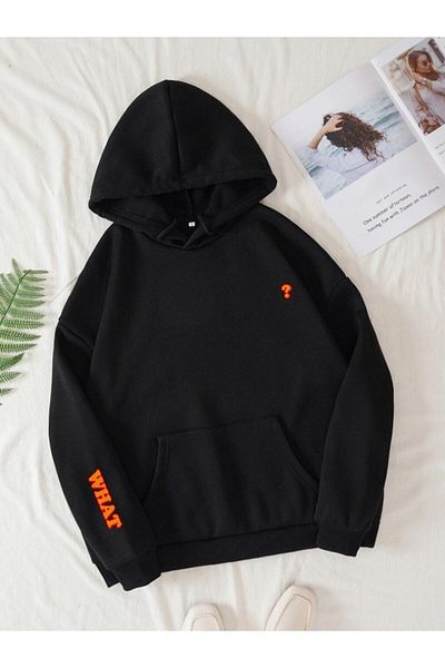 Resiliente Unisex Hooded Kangaroo Pocket What Oversize Sweatshirt