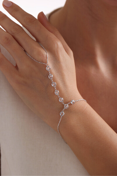 Nereze 925 Ayar Gümüş Rodyum Kaplama 5 Mm Yuvarlak Sıralı Zirkon Taşlı Şahmer...