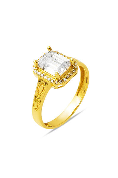 Bilezikci 14 Ayar Altın Baget Taşlı Yüzük