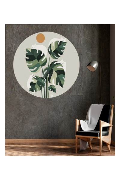 HDART ملصق حائط ورق حائط تجريدي على شكل أوراق شجر ذاتية اللصق من القماش