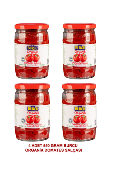 BURCU 4 adet 580 gram burcu organik domates salçası