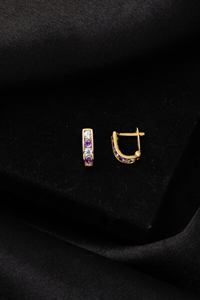 Bilezikci 14 Ayar Altın Mor Bebek Küpesi