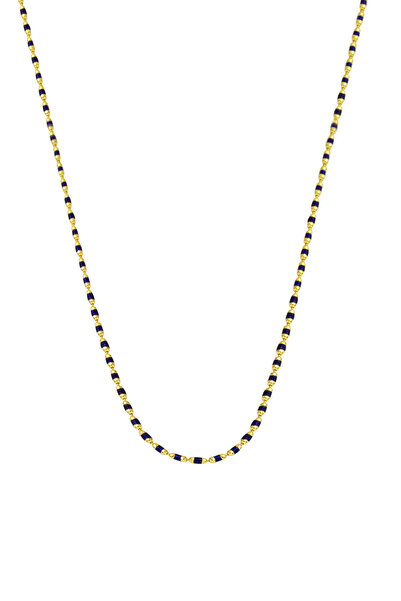 Bilezikci Lacivert Mineli 14 Ayar Altın Zincir Kolye