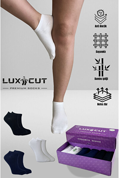 LUXCUT Exclusıve Serıes Bambu Kadın Patik Çorap Düz Asorti Dikişsiz Kutulu 6 ...