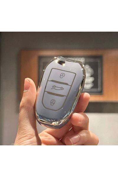 emii auto spare parts PEUGEOT OPEL CiTROEN DS PRICE DOBLO TOYOTA PROACE CITY - BLUE/SILVER KEY CASE