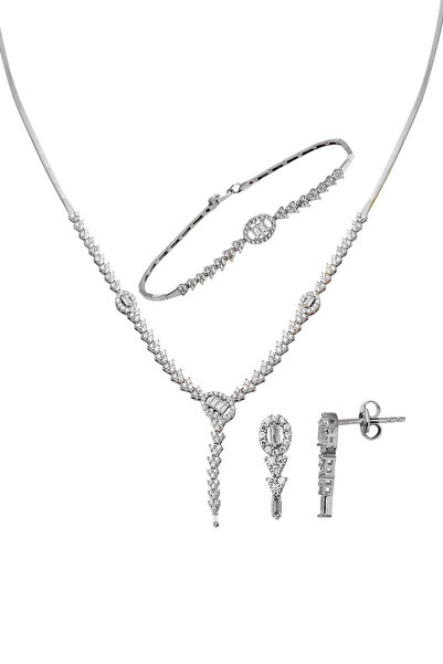 Bilezikci Baget 14 Ayar Beyaz Altın Takı Seti
