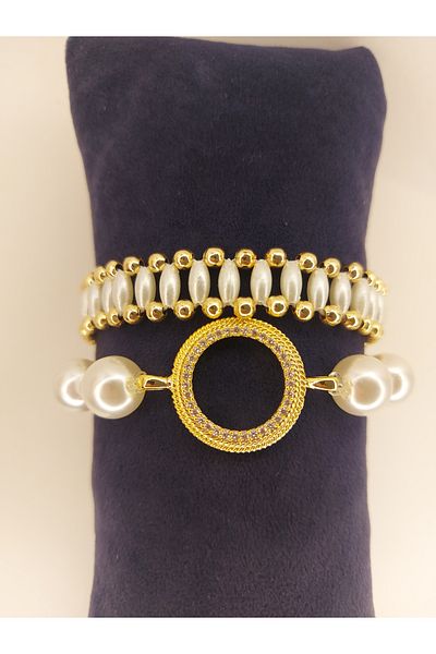 Romea Quadrant Set with Pearls, Bijouterie Set, Jewelry Set