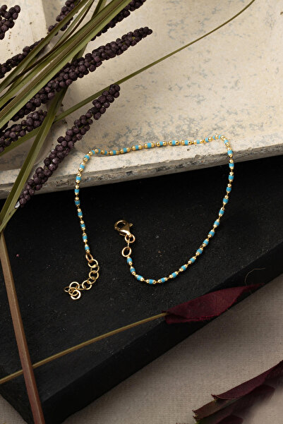 Bilezikci Turkuaz Mineli 14 Ayar Altın Bileklik